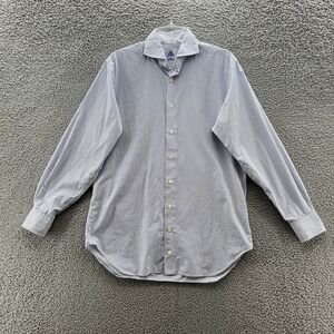 AXELS Vail Shirt Mens Medium White Blue Windowpane Cotton Button Up Dress